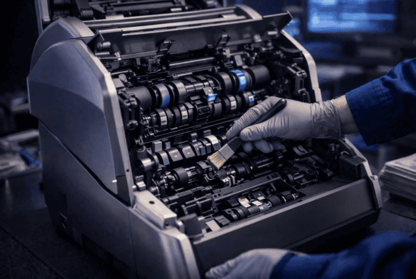 Сервісне обслуговування сортувальника банкнот — очищення внутрішніх роликів та датчиків