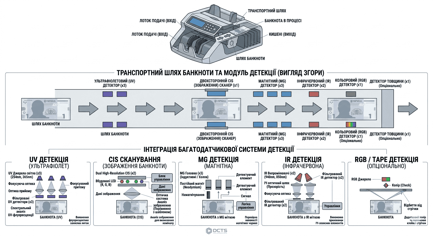 система перевірки банкнот у сортувальнику